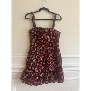 Sugarlips Floral Jacquard Square Neck Sleeveless Bubble Hem Mini Dress Small